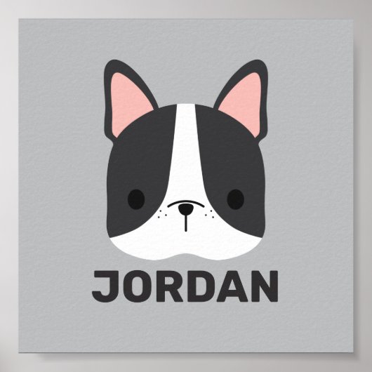 Mooie Franse Bulldog met gepersonaliseerde naam Poster (Voorkant)