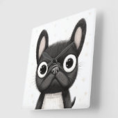 Mooie Franse Bulldog Wandklok (Hoek)