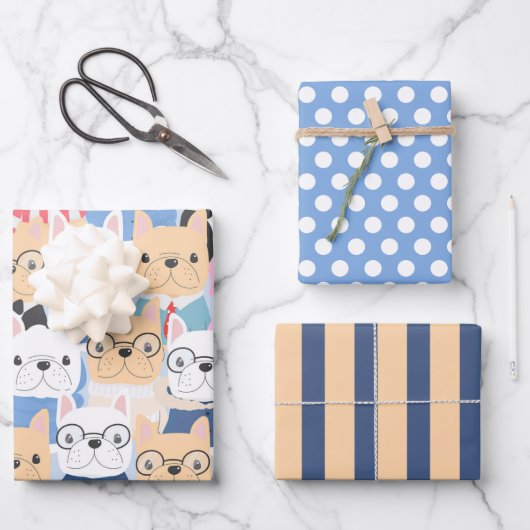 Mooie Franse Bulldog Wrapping Paper Set (Voorkant)