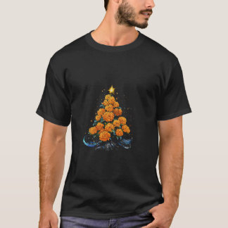 Mooie Franse goudsbloem kerstboom Kerstster T-shirt