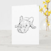 Mooie Franse Hond Wenskaart Kaart (Gele Bloem)