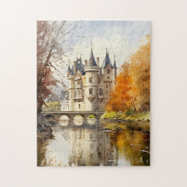 Mooie Franse Kasteel Aquarel Puzzel