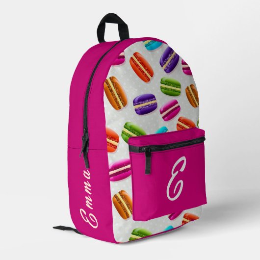 Mooie Franse Macaron Patroon Aangepaste Monogram N Bedrukte Rugzak (Achterkant Hoek Links)