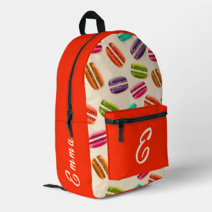 Mooie Franse Macaron Patroon Aangepaste Monogram N Bedrukte Rugzak