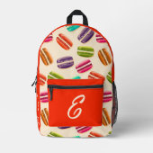 Mooie Franse Macaron Patroon Aangepaste Monogram N Bedrukte Rugzak (Voorkant)
