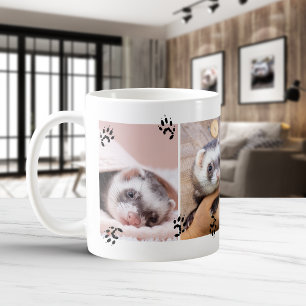 Mooie fretpootafdrukken vier huisdierfoto's koffiemok