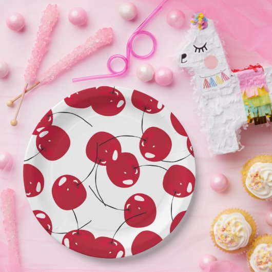 Mooie frisse rode kersen thema papieren bordje (Feest)