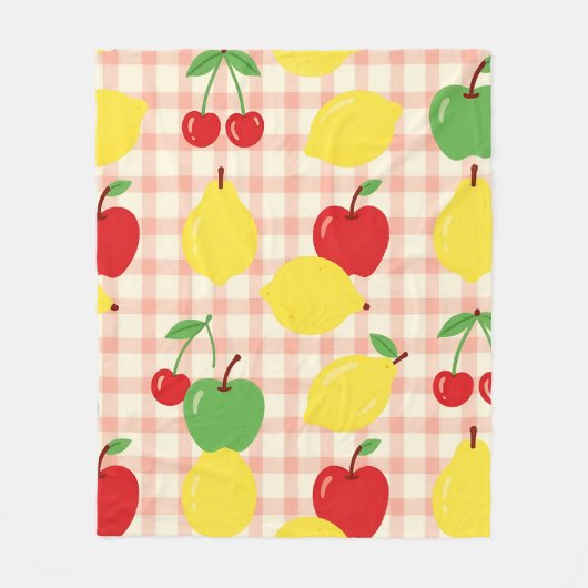 Mooie Fruit Gingham Patroon Fleece Deken (Voorkant)