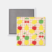Mooie Fruit Gingham Patroon Magneet (Voorkant / Achterkant)