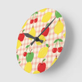 Mooie Fruit Gingham Patroon Ronde Klok (Hoek)