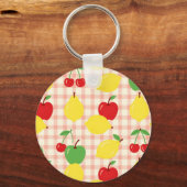Mooie Fruit Gingham Patroon Sleutelhanger (Voorkant)