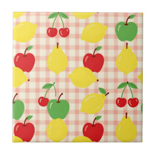 Mooie Fruit Gingham Patroon Tegeltje