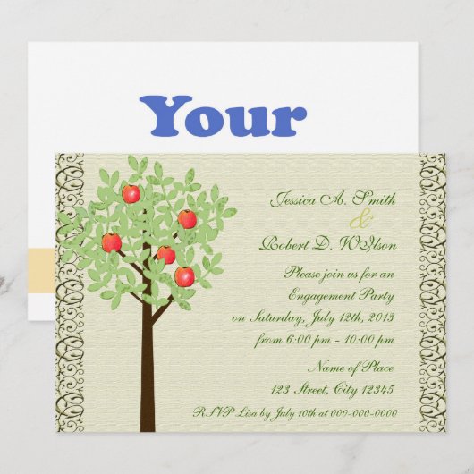 Mooie fruitboom verloving foto aankondiging (Voorkant / Achterkant)