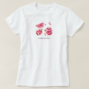 Mooie fruitige esthetische granaatappel roze t-shirt