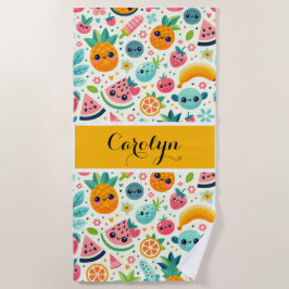 Mooie fruitpatroon Persoonlijk initialen Zomer  Strandlaken