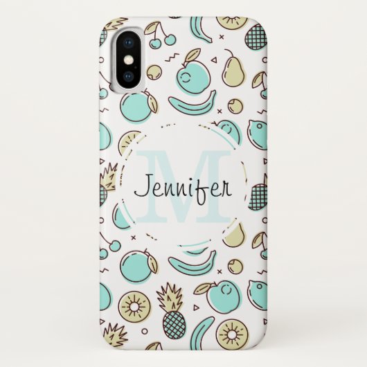 Mooie Fruitpatroon Zomer Thema Monogram Case-Mate iPhone Case (Achterkant)