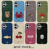 Mooie Fuchsia Haakkat Katten Custom Initiaal Monog Case-Mate iPhone Case