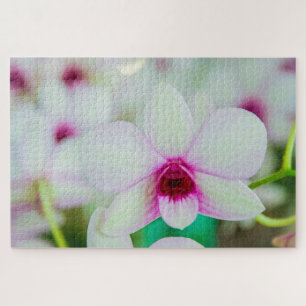 Mooie fuchsie en witte bloem legpuzzel