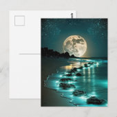 Mooie Full Moon Beach Ocean Sterrennacht Briefkaart (Voorkant / Achterkant)