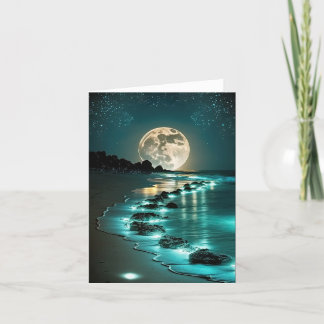 Mooie Full Moon Beach Ocean Sterrennacht Kaart