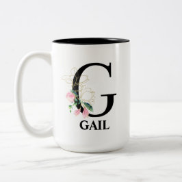 Mooie G Monogram Eerste Letter Tweekleurige Koffiemok