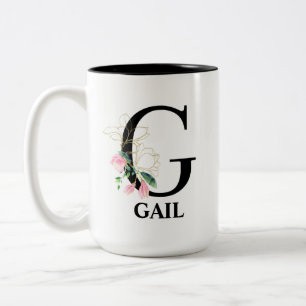 Mooie G Monogram Eerste Letter Tweekleurige Koffiemok