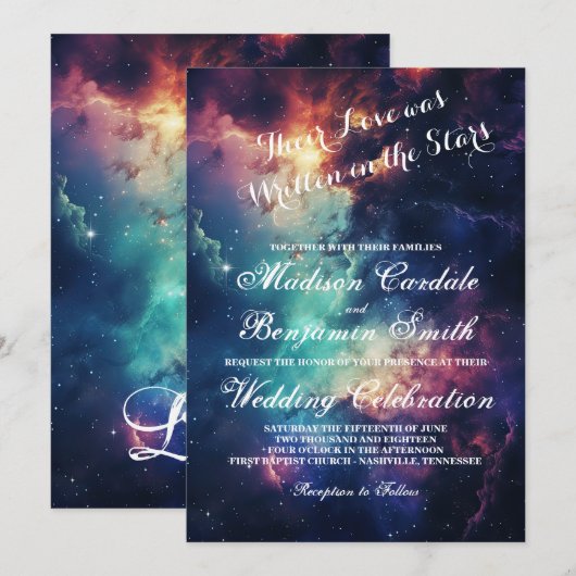 Mooie Galaxy Celestial Onder de Sterren Bruiloft Kaart (Voorkant / Achterkant)