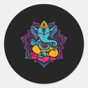 Mooie Ganesha in yoga lotus meditatie mandala Ronde Sticker