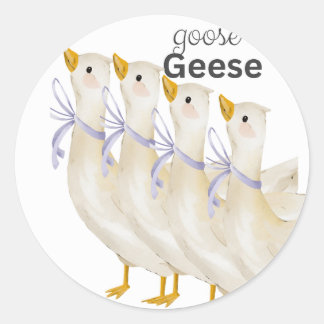 Mooie Gans & Ganzen Watercolor Illustratie Ronde Sticker