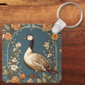 Mooie  gans William Morris Geïnspireerd Sleutelhanger (Achterkant)