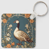 Mooie  gans William Morris Geïnspireerd Sleutelhanger (Achterkant)