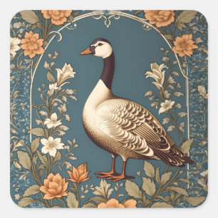 Mooie  gans William Morris Geïnspireerd Vierkante Sticker