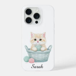 Mooie garen kat iPhone 15 Pro hoes Case
