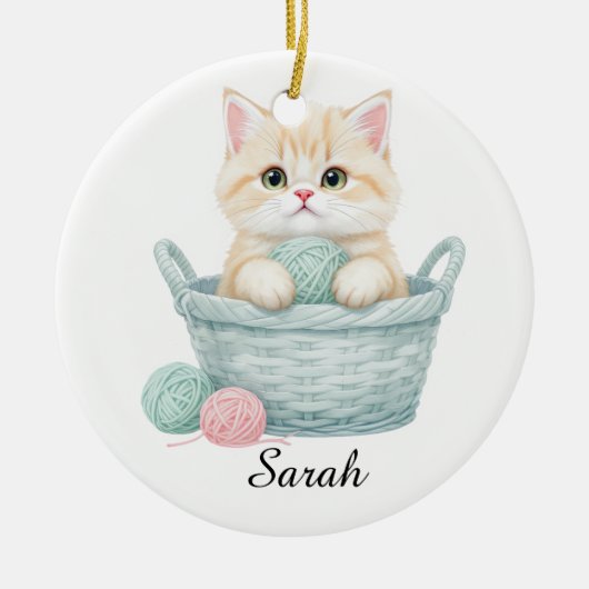 Mooie garen kat ornament  (Voorkant)