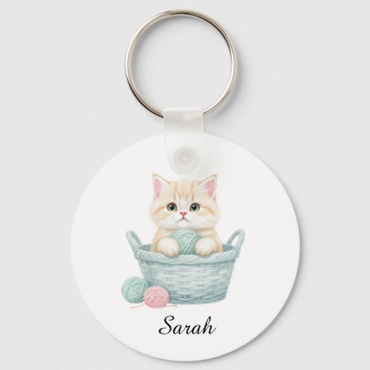 Mooie garen katten sleutelhanger  (Voorkant)