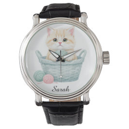 Mooie garen kattenhorloge horloge