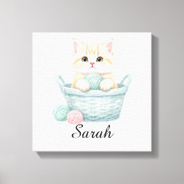 Mooie garen kitten canvas  afdruk