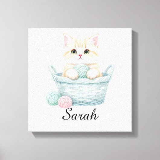 Mooie garen kitten canvas  afdruk (Voorkant)