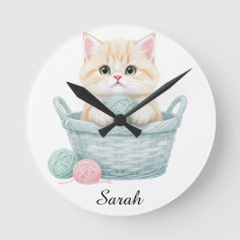 Mooie garen kitten ronde klok 