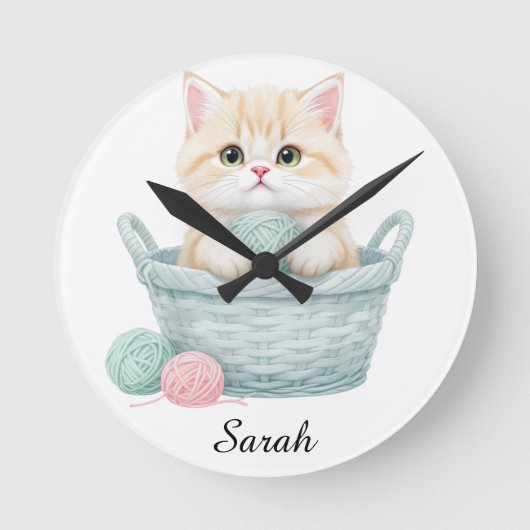 Mooie garen kitten ronde klok  (Voorkant)