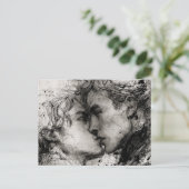 Mooie Gay Love De Kus in zwart-wit Briefkaart (Staand voorkant)