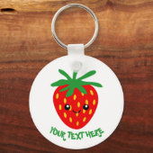 Mooie geanimeerde gelukkige aardbei fruit sleutelh sleutelhanger (Achterkant)