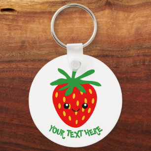 Mooie geanimeerde gelukkige aardbei fruit sleutelh sleutelhanger