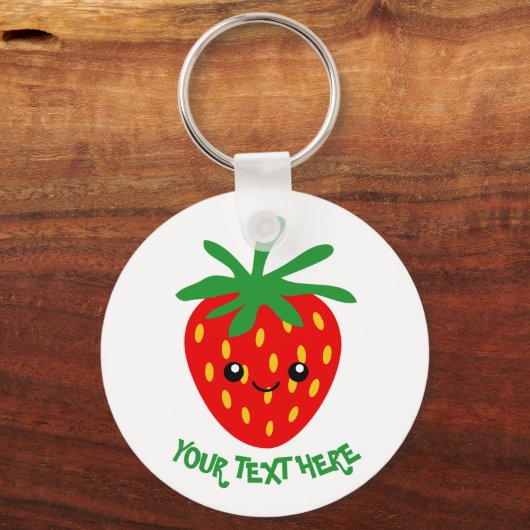 Mooie geanimeerde gelukkige aardbei fruit sleutelh sleutelhanger (Voorkant)