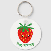 Mooie geanimeerde gelukkige aardbei fruit sleutelh sleutelhanger (Achterkant)