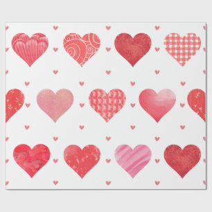 Mooie geassorteerde harten op witte Valentijnsdag Cadeaupapier