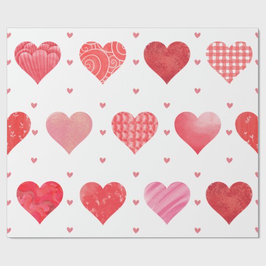 Mooie geassorteerde harten op witte Valentijnsdag Cadeaupapier (Vlak)