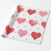 Mooie geassorteerde harten op witte Valentijnsdag Cadeaupapier (Uitgerold)
