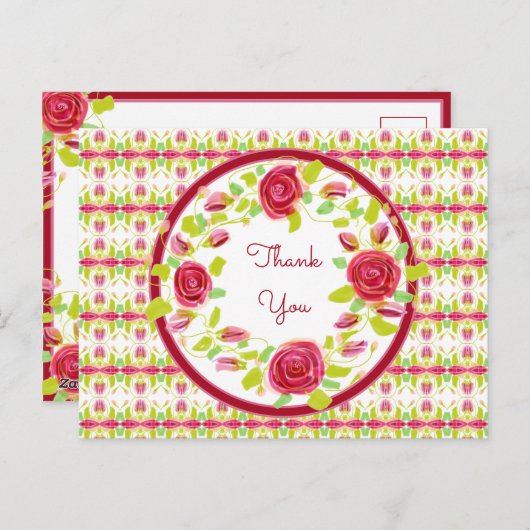 Mooie Gebloemde Dank Je Briefkaart (Voorkant / Achterkant)