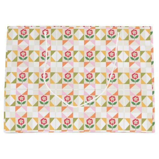 Mooie gebloemde patchwork quilt cadeautas (Voorkant)